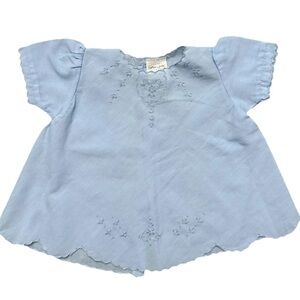 Cuties By Judy blue baby girls dress with embroidered details and scalloped hem‎